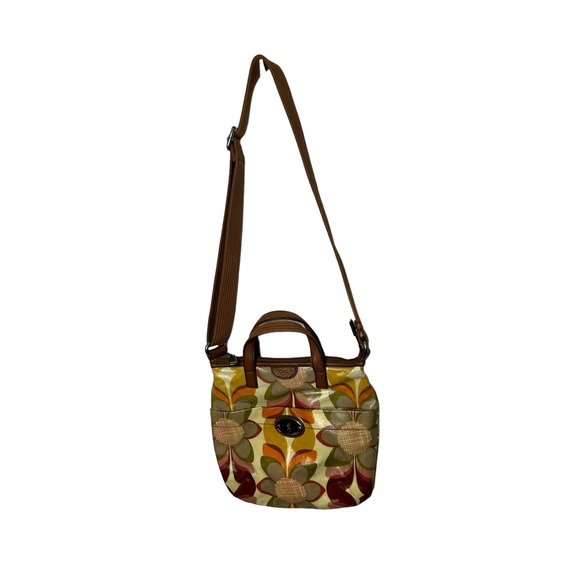 Fossil Key-Per Retro Floral Coated Canvas Crossbody Purse Boho‎ Colors - Picture 3 of 3